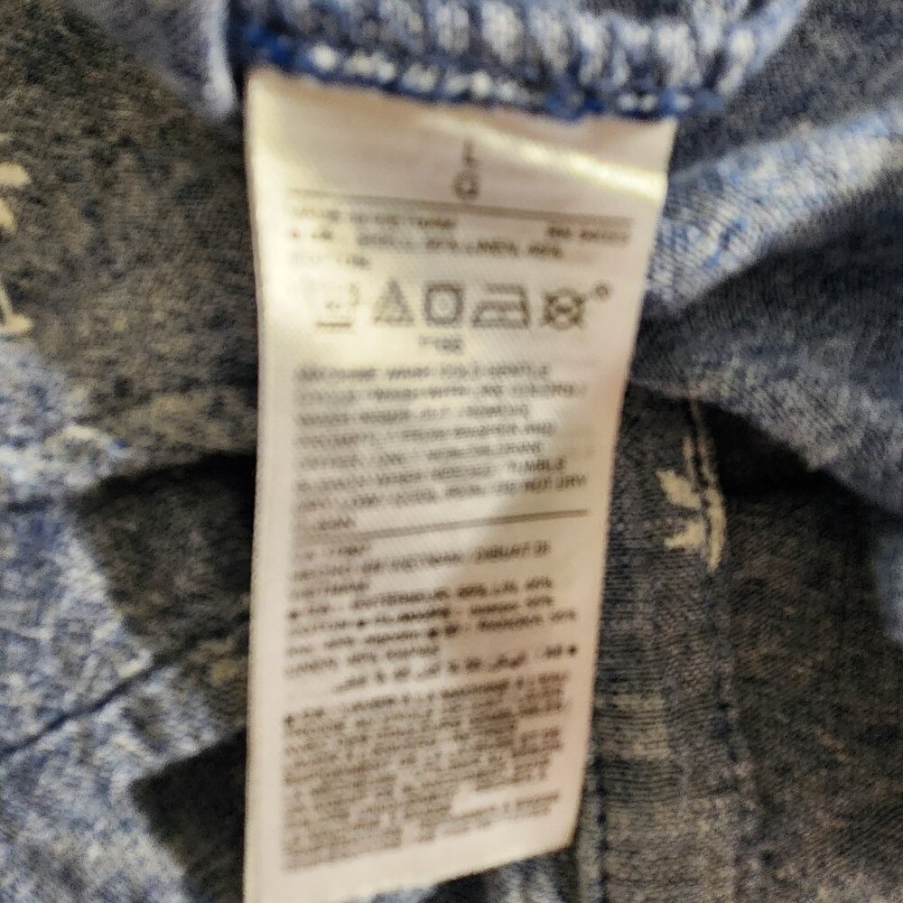 Old Navy Women's Large Denim Linen Blend Palm Tree Button-Down Tie-Front Shirt - Picture 16 of 16